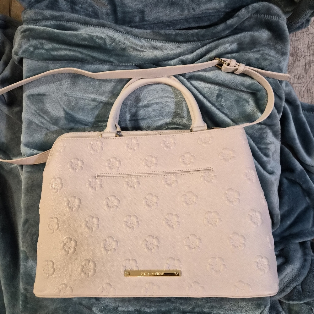 Betsey Johnson White Floral Embossed Bag